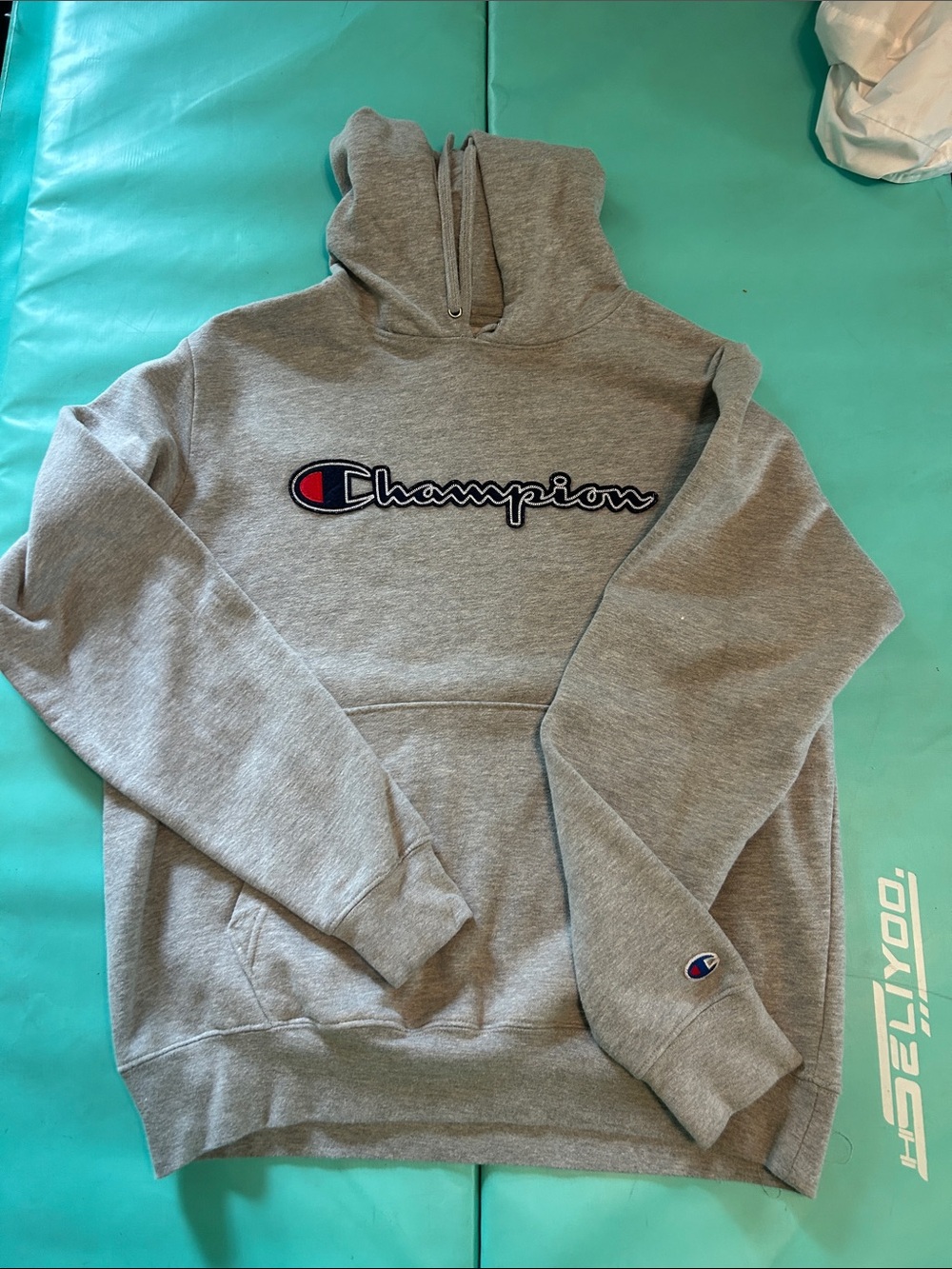 Champion Heather Gray Logo Pullover Hoodie